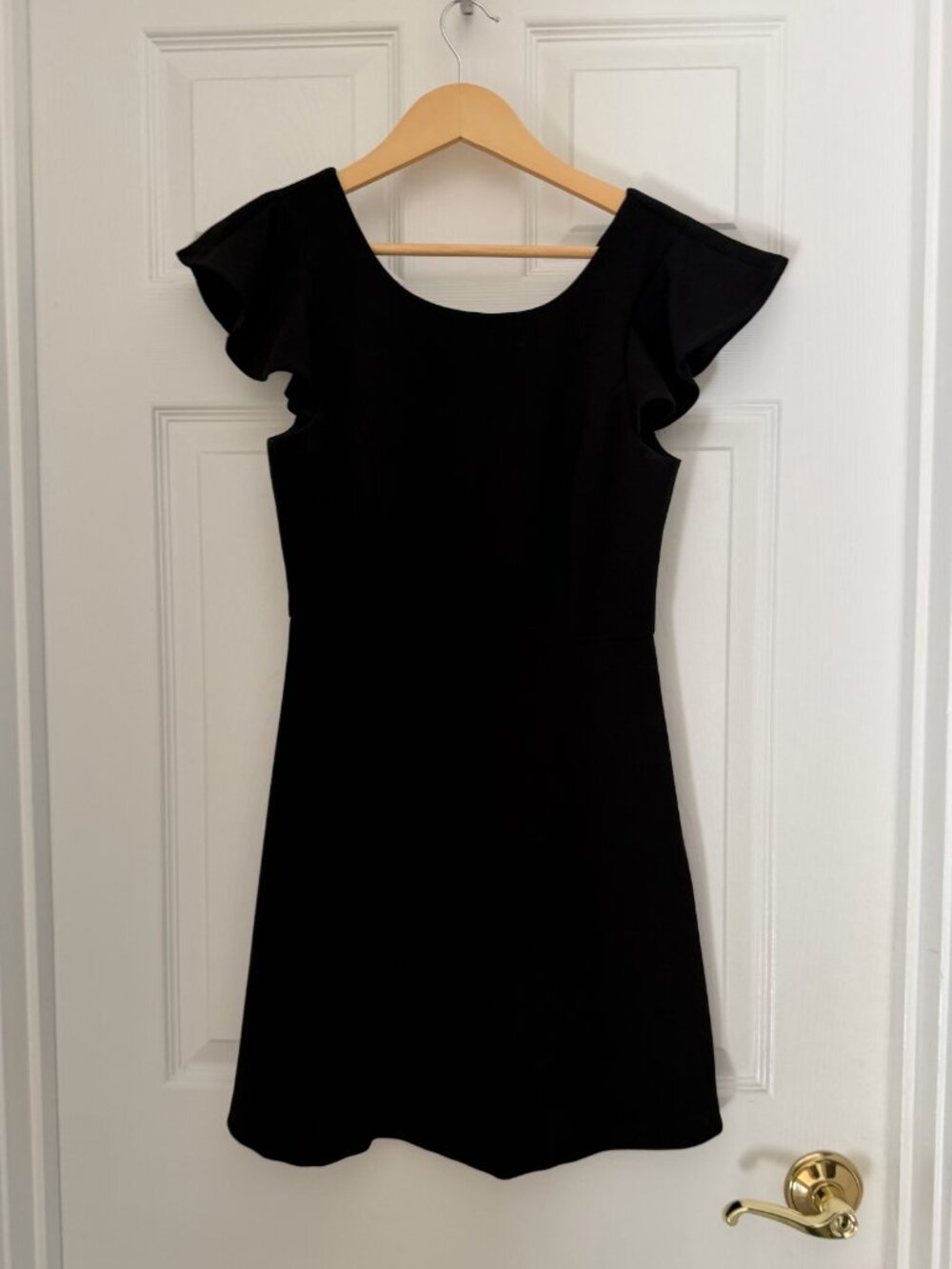 BCBGeneration Black Ruffle Sleeve Fit & Flare Mini Dress